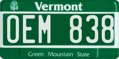 VT license plate OEM838