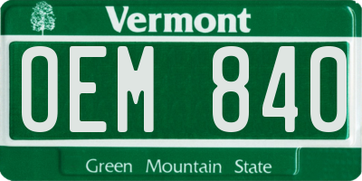 VT license plate OEM840