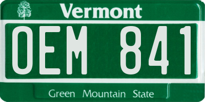 VT license plate OEM841