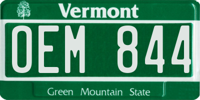 VT license plate OEM844