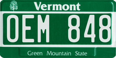 VT license plate OEM848