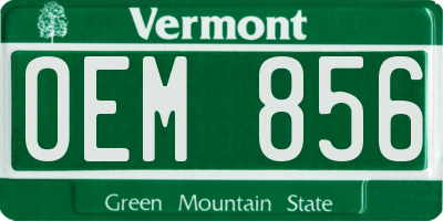 VT license plate OEM856