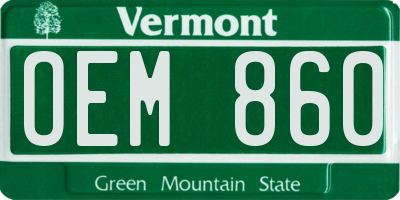 VT license plate OEM860