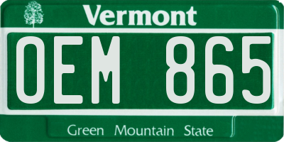 VT license plate OEM865