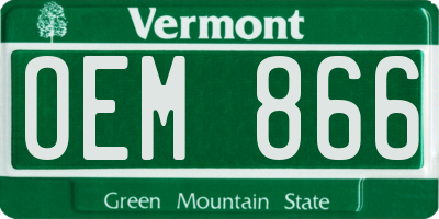 VT license plate OEM866