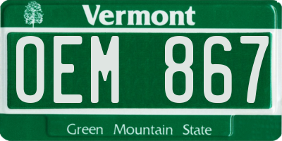 VT license plate OEM867