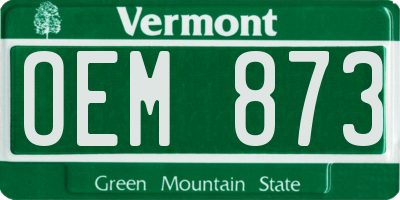 VT license plate OEM873