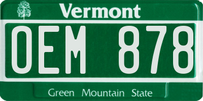 VT license plate OEM878