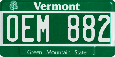 VT license plate OEM882