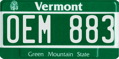 VT license plate OEM883