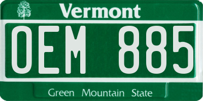 VT license plate OEM885