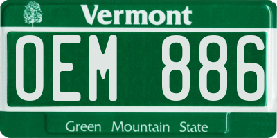 VT license plate OEM886