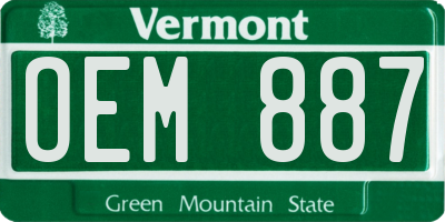 VT license plate OEM887