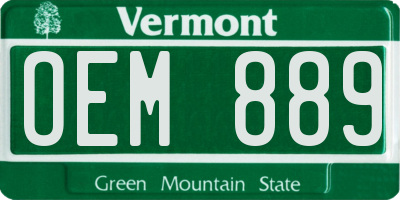 VT license plate OEM889