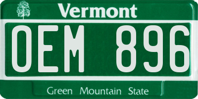 VT license plate OEM896