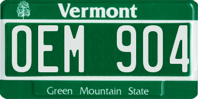 VT license plate OEM904