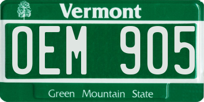 VT license plate OEM905