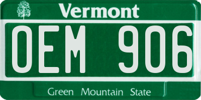 VT license plate OEM906