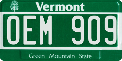 VT license plate OEM909