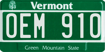 VT license plate OEM910