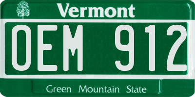 VT license plate OEM912