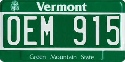 VT license plate OEM915