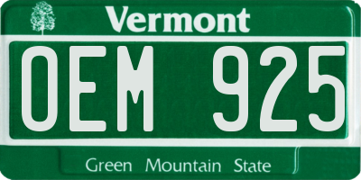VT license plate OEM925