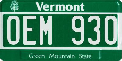 VT license plate OEM930