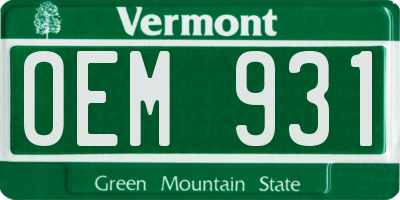 VT license plate OEM931