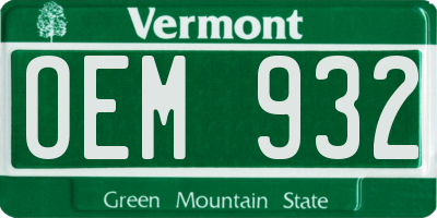 VT license plate OEM932
