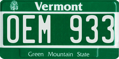 VT license plate OEM933