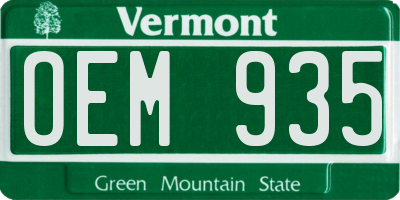 VT license plate OEM935