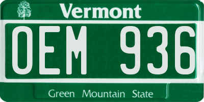 VT license plate OEM936