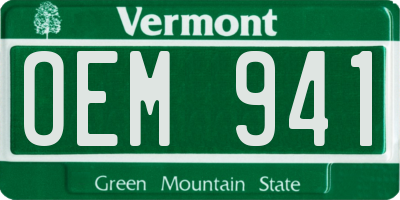 VT license plate OEM941