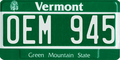 VT license plate OEM945