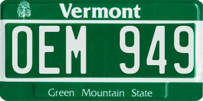 VT license plate OEM949