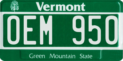VT license plate OEM950