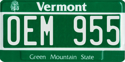 VT license plate OEM955