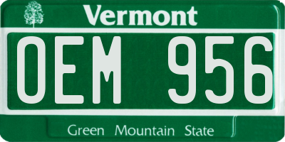 VT license plate OEM956