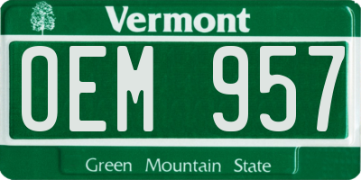 VT license plate OEM957