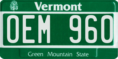 VT license plate OEM960