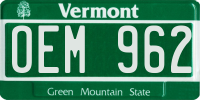 VT license plate OEM962