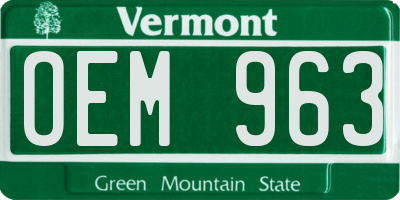 VT license plate OEM963
