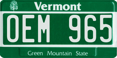 VT license plate OEM965