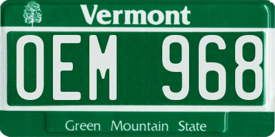 VT license plate OEM968