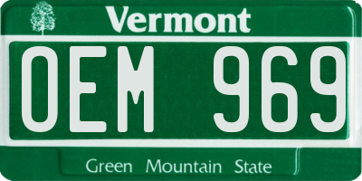 VT license plate OEM969