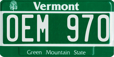 VT license plate OEM970
