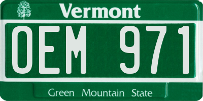 VT license plate OEM971