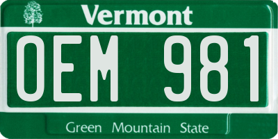 VT license plate OEM981