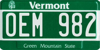 VT license plate OEM982